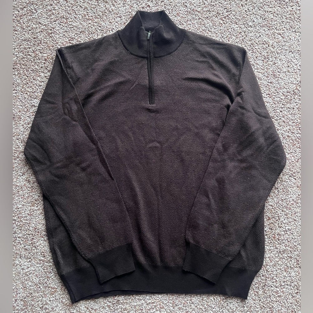 Toscano‎ Cedar Brown Wool Blend Quarter Zip Sweater